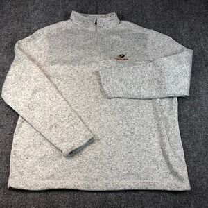 Mossy Oak Quarter Zip Pullover Sweater Men's XL Gray Speckled Fleece Outdoor